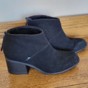 Toms "Lacy" Leather Heels Ankle Boots Women's Size 6.5 Black